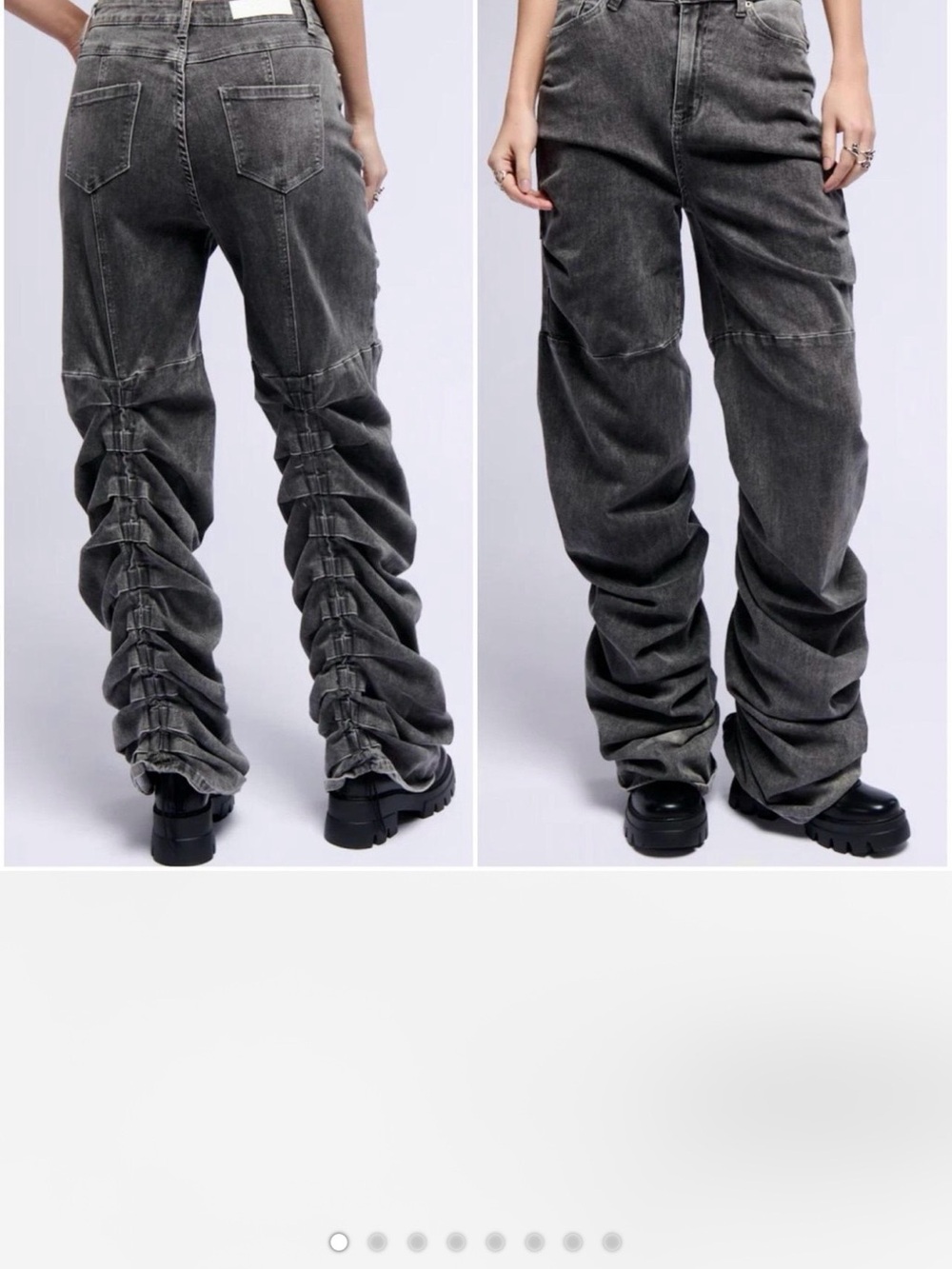 Akira Streetwear Grey Ruched Baggy Jeans Sz S